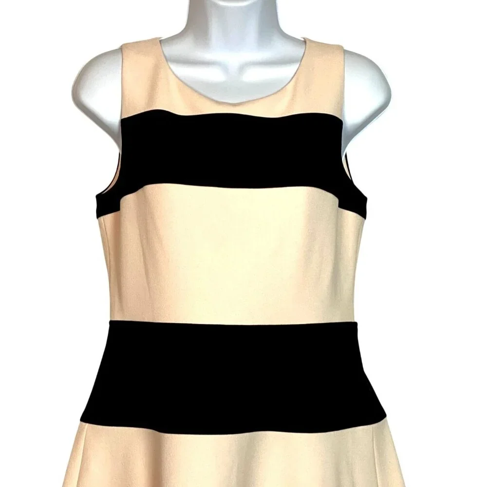 Tommy Hilfiger Colorblock Cream Black Stripe Fit & Flare A-Line Dress Size 6 - Picture 3 of 7